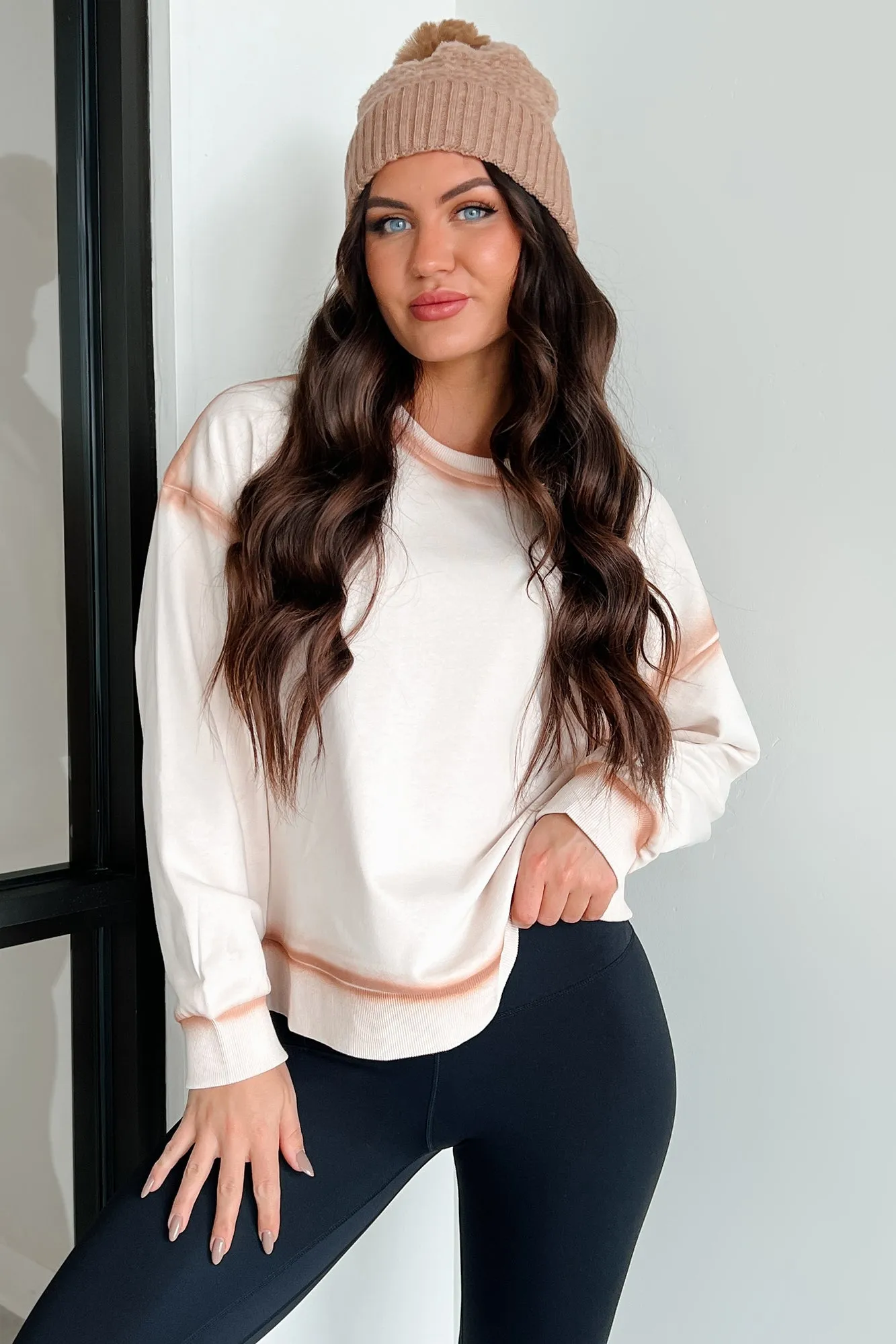 Bronze Ambition Kontrast Nahtloser Sweatshirt (Taupe)