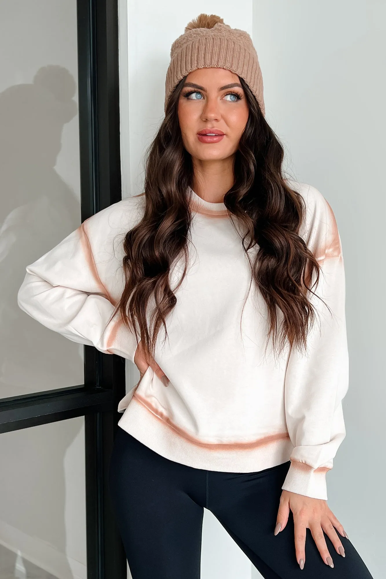Bronze Ambition Kontrast Nahtloser Sweatshirt (Taupe)