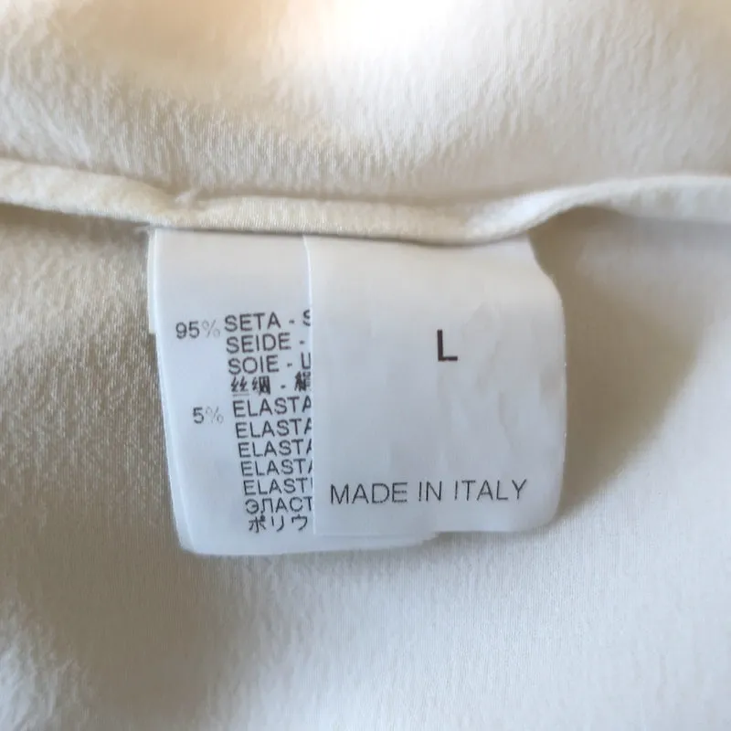 Brunello Cucinelli Monili-Trim Bluse mit Knopfleiste Cremefarben Dehnbare Seide Größe L