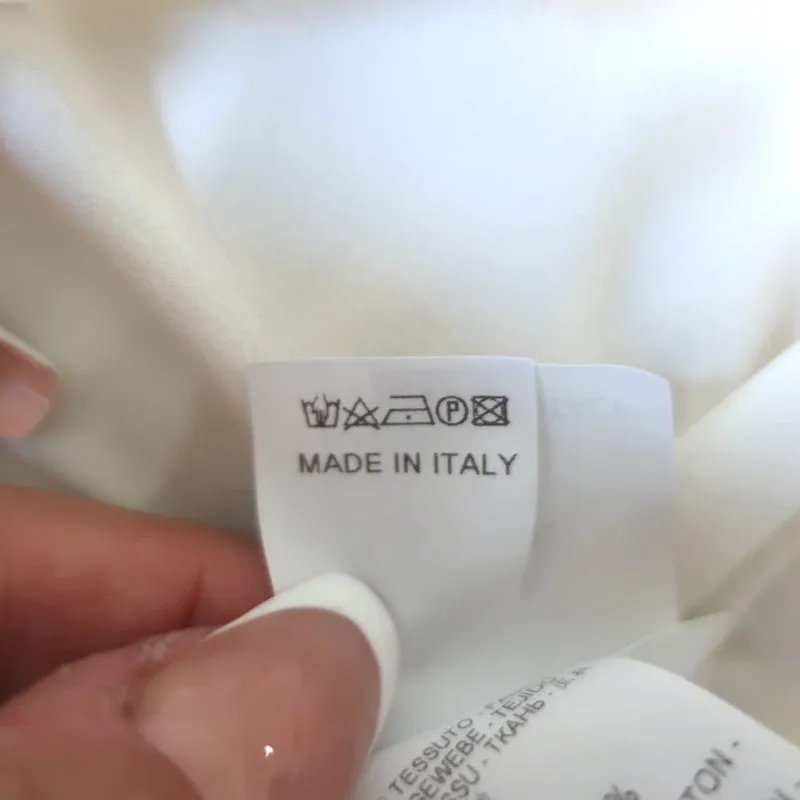 Brunello Cucinelli Monili-Trim Bluse mit Knopfleiste Cremefarben Dehnbare Seide Größe L
