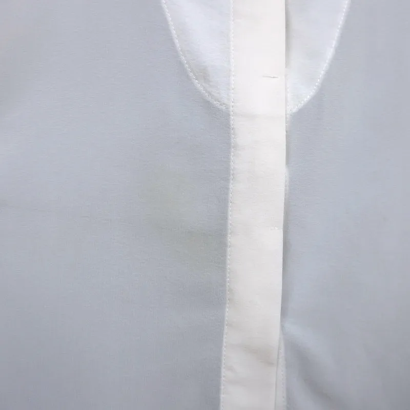 Brunello Cucinelli Monili-Trim Bluse mit Knopfleiste Cremefarben Dehnbare Seide Größe L