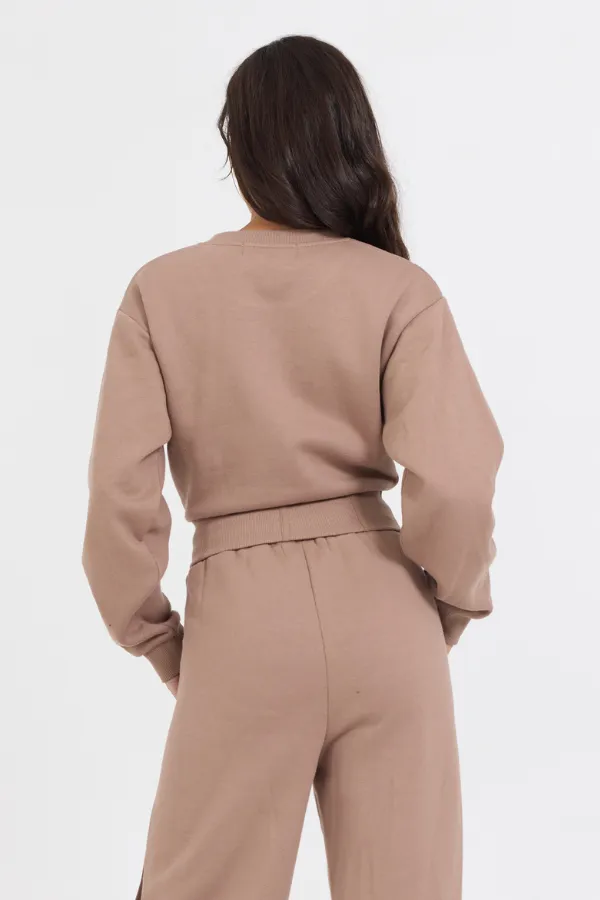 Karamell-Latte-Brush-Fleece-Korsett-Crew