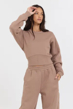 Karamell-Latte-Brush-Fleece-Korsett-Crew