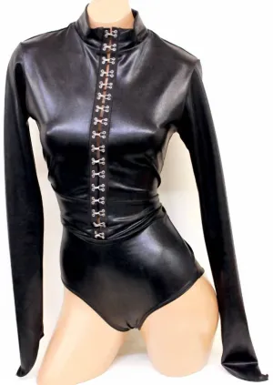 Catwoman Holografischer Schnallen-Bodysuit in Schwarz