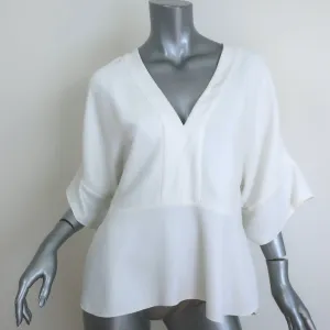 Chloe V-Ausschnitt Bluse Milch Crepe Größe 40 Kurzarm Top