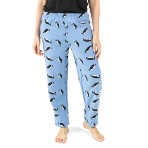 Weihnachts-Fleece-Schlafanzughose für Damen mit Pinguin-Motiv
