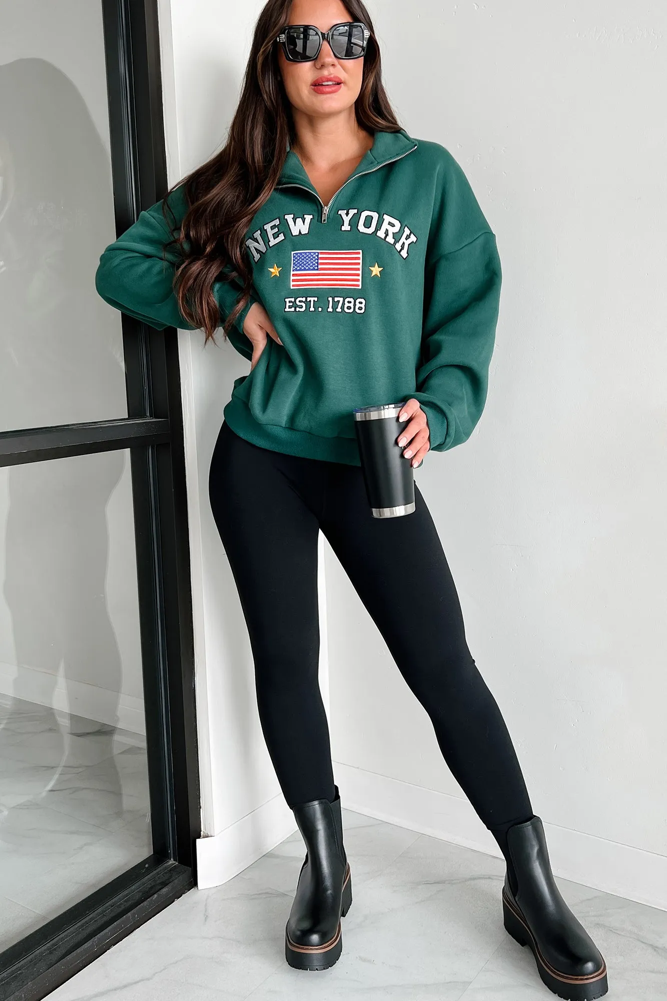 City Sights Viertelzip-Pullover (Jägergrün)