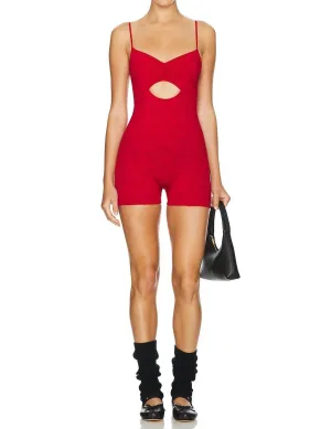 Clara Shine Jacquard Bodysuit in Rot