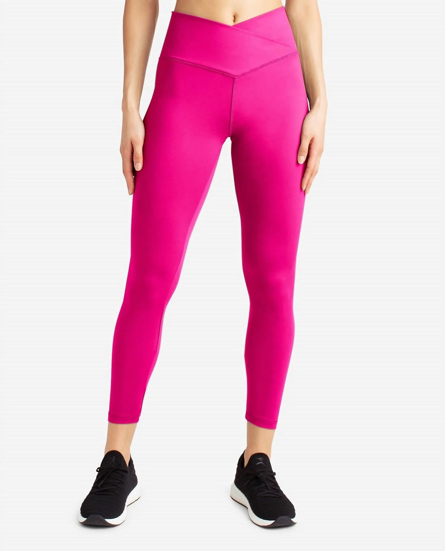 Crossover-Taille 7/8-Leggings in Leuchtendem Rosa