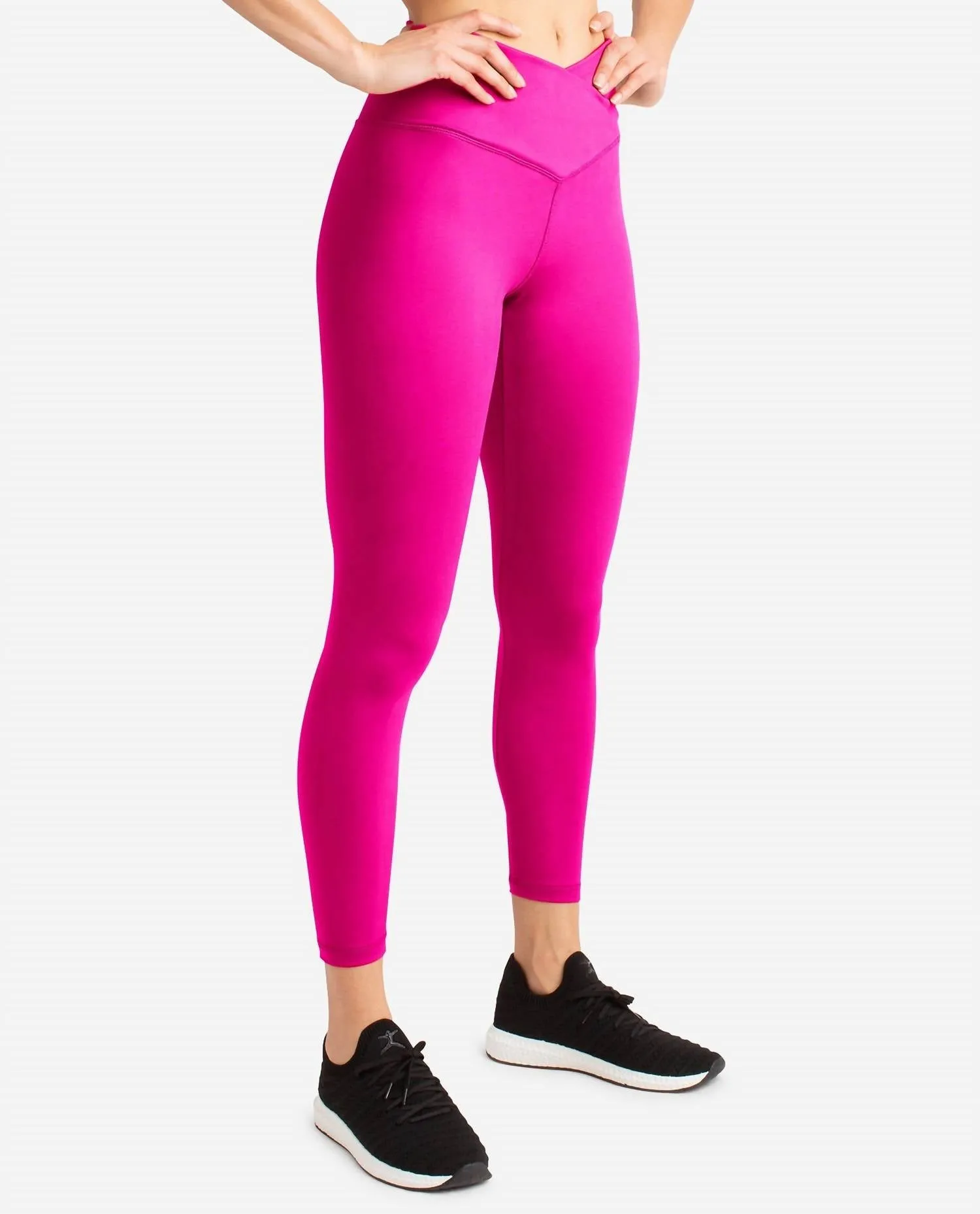 Crossover-Taille 7/8-Leggings in Leuchtendem Rosa