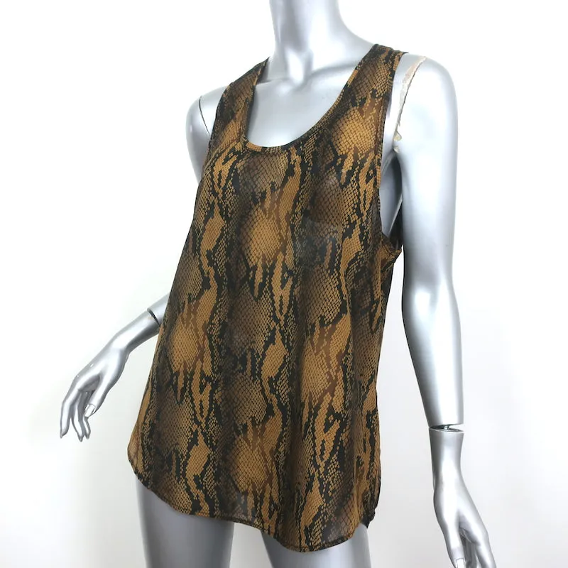 Current/Elliott Bermuda-Tanktop Braun Schlangenhaut-Print Baumwolle-Seide Größe 3 NEU