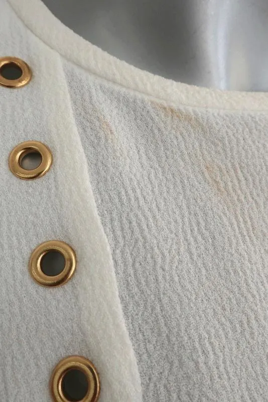 Derek Lam 10 Crosby Bluse Creme Grommet-Besatz Krepp Größe 4 Langarm Top NEU