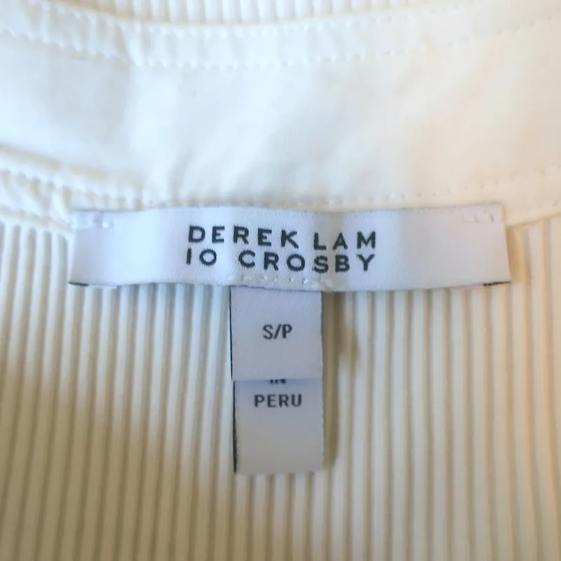 Derek Lam 10 Crosby Heather Puff-Ärmel Top Creme Rippstrick Größe S