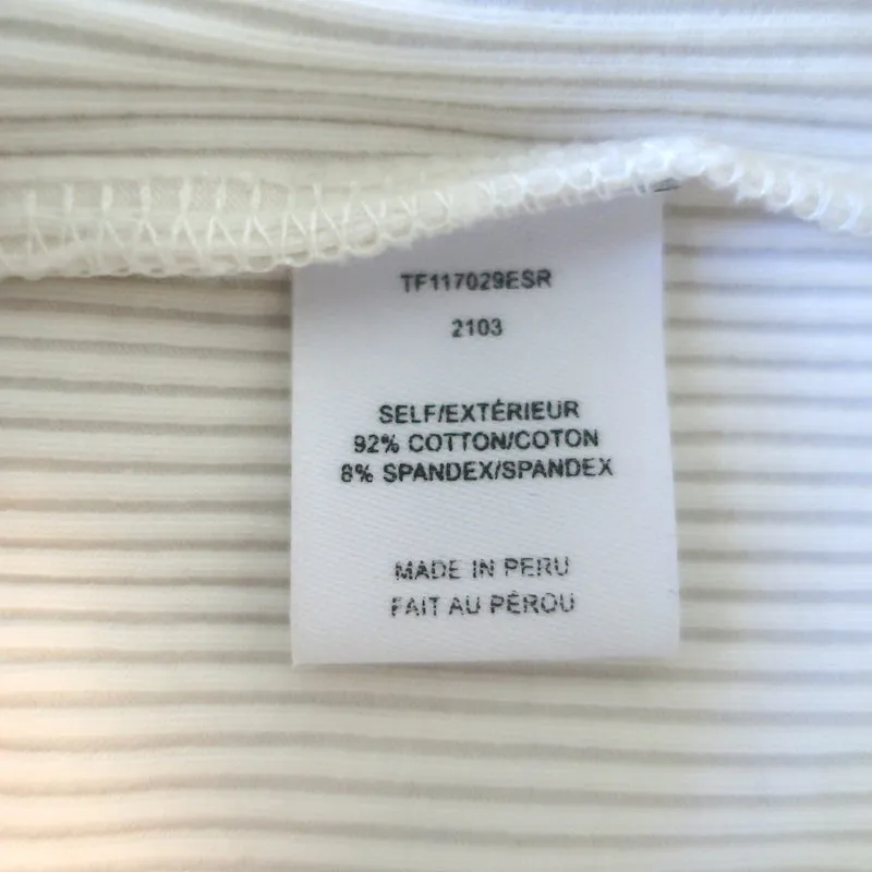 Derek Lam 10 Crosby Heather Puff-Ärmel Top Creme Rippstrick Größe S
