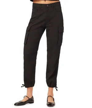 DL1961 Damen Gwen Jogger: Cargo-Seitentaschen Hose Schwarz (Köper)