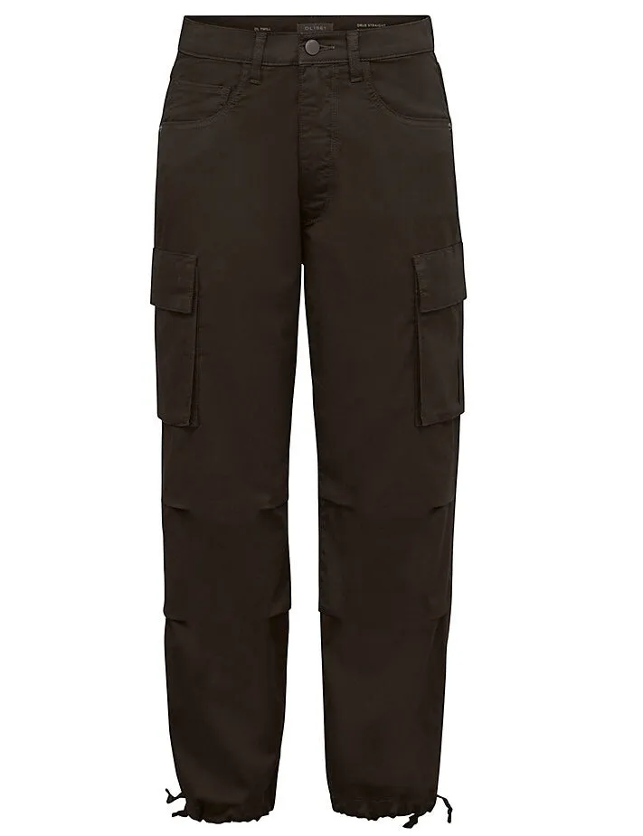 DL1961 Damen Gwen Jogger: Cargo-Seitentaschen Hose Schwarz (Köper)