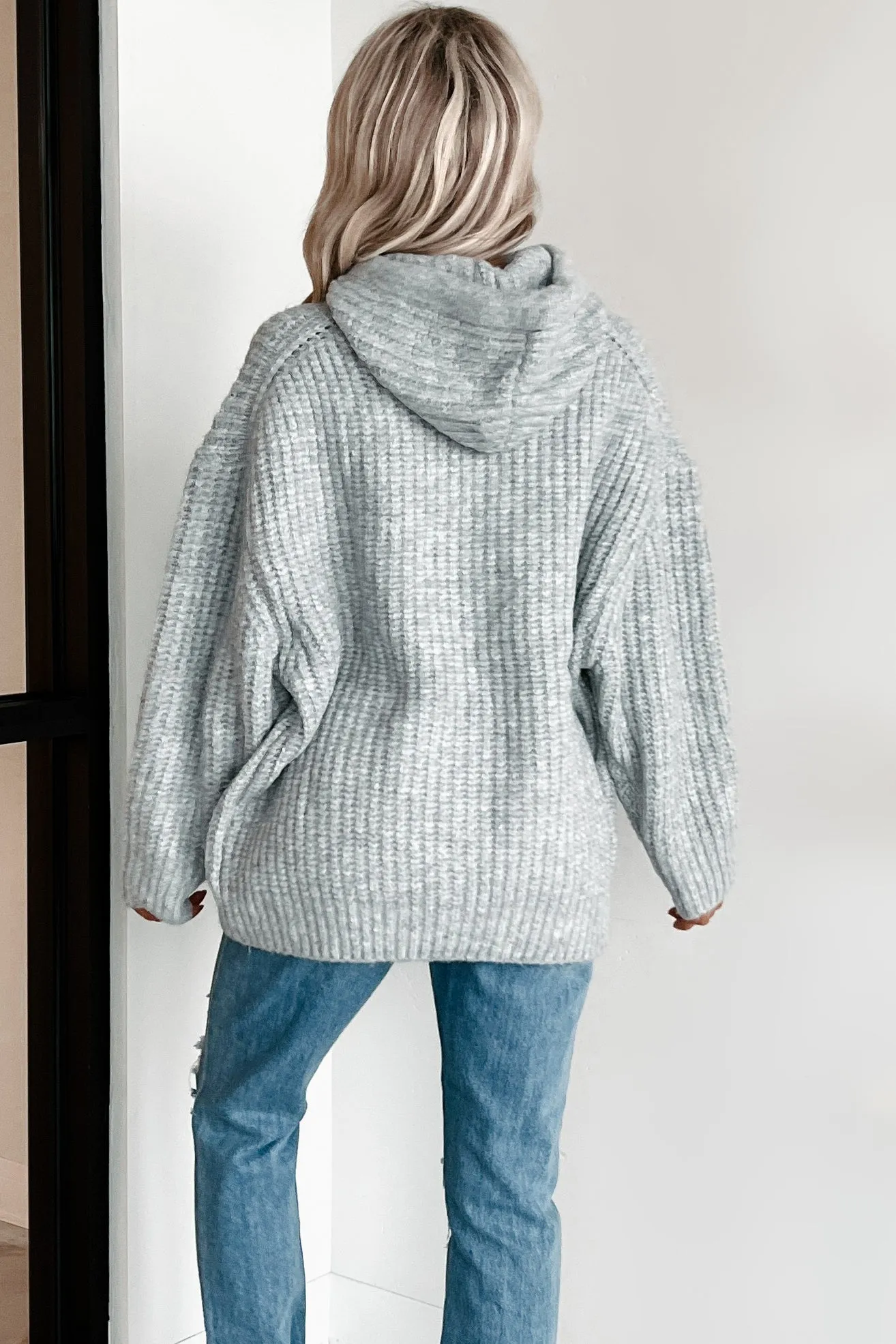 DOORBUSTER Frost Looms Übergroßer Strickpullover mit Kapuze (Heather Grey)