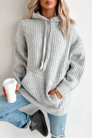 DOORBUSTER Frost Looms Übergroßer Strickpullover mit Kapuze (Heather Grey)