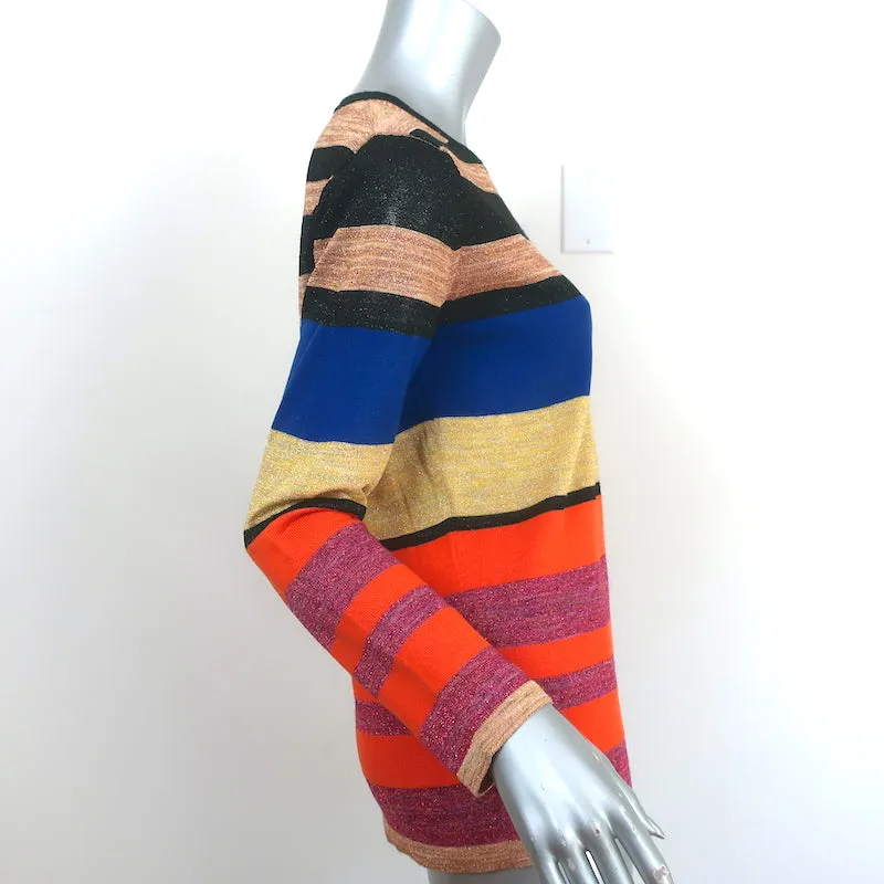 Dries Van Noten Gestreiftes Metallik-Strickoberteil Gold/Mehrfarbig Größe Extra Small