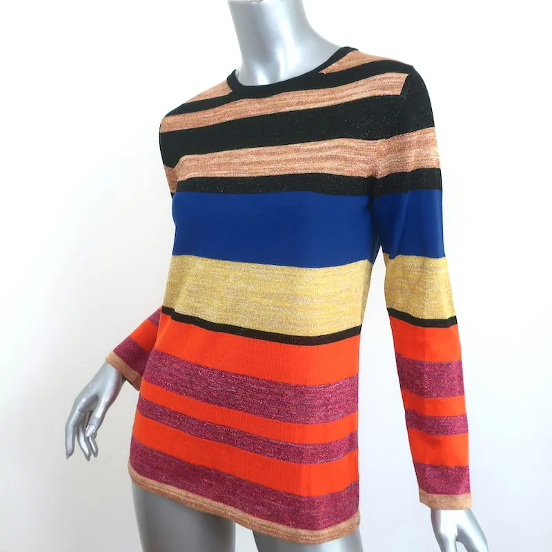 Dries Van Noten Gestreiftes Metallik-Strickoberteil Gold/Mehrfarbig Größe Extra Small