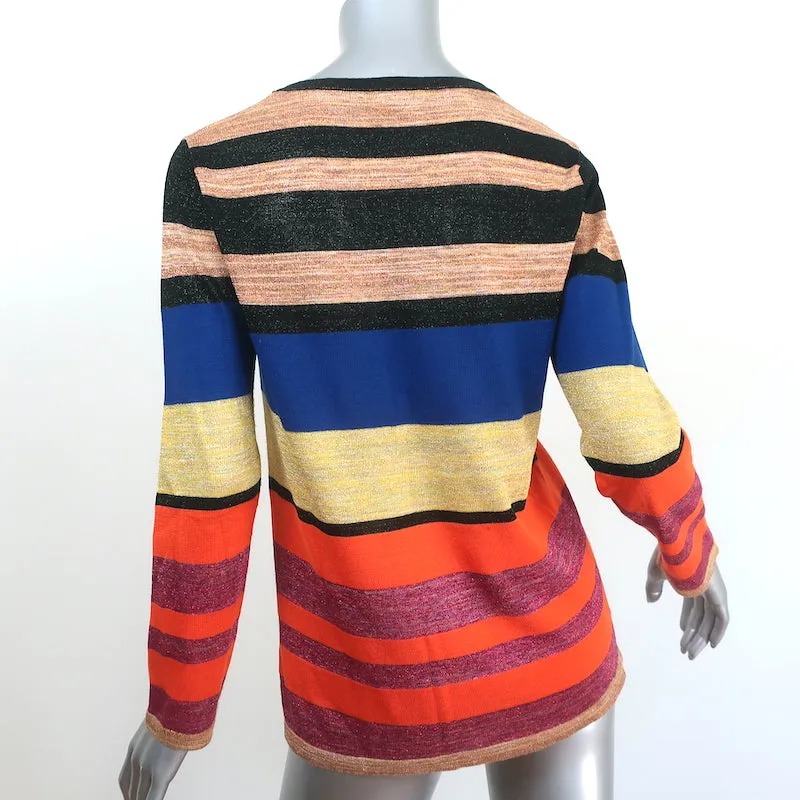 Dries Van Noten Gestreiftes Metallik-Strickoberteil Gold/Mehrfarbig Größe Extra Small