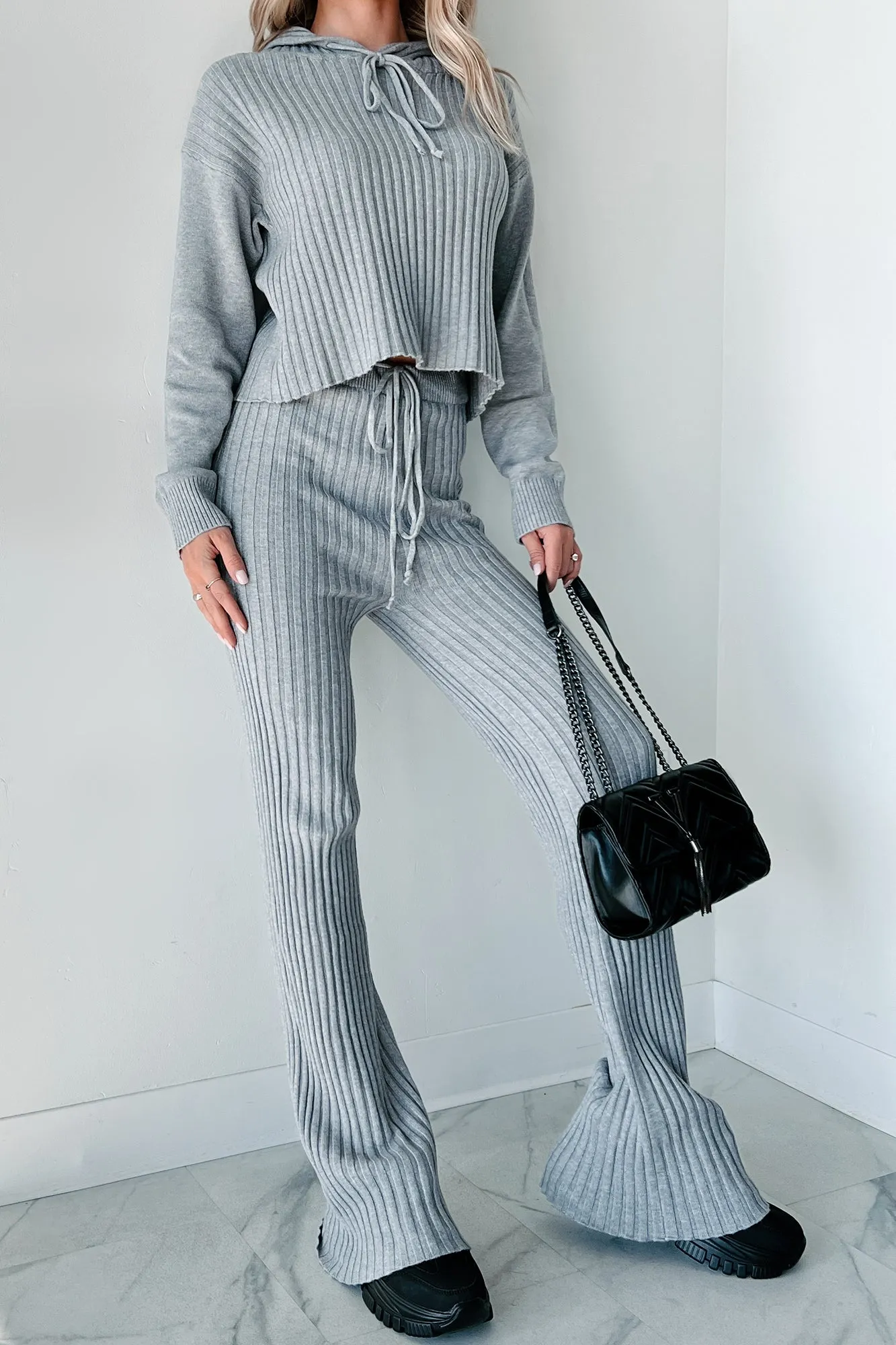 Schläfriges Lieblings-Strick-Sweater-Zweiteiler (Heather Grau)