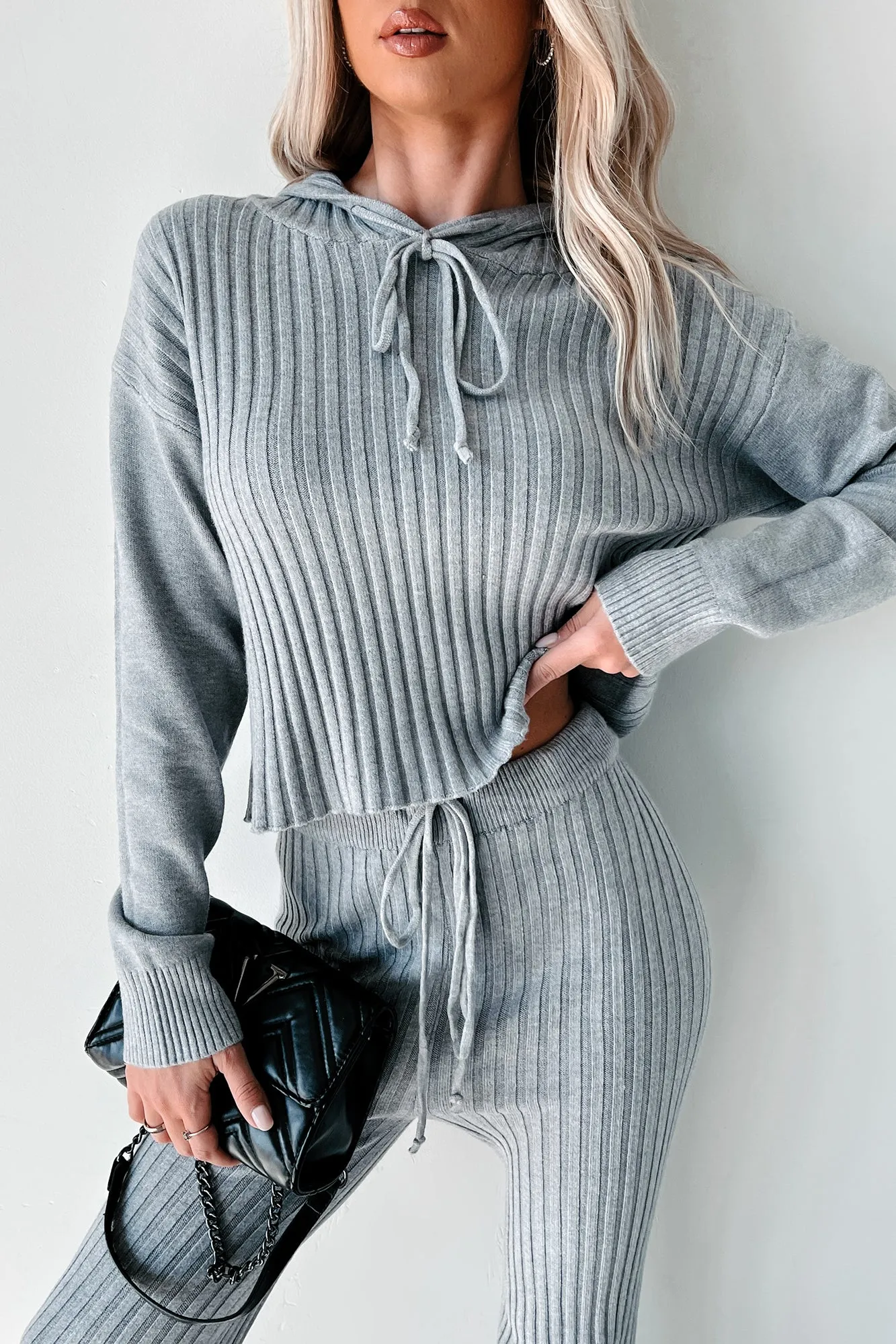 Schläfriges Lieblings-Strick-Sweater-Zweiteiler (Heather Grau)