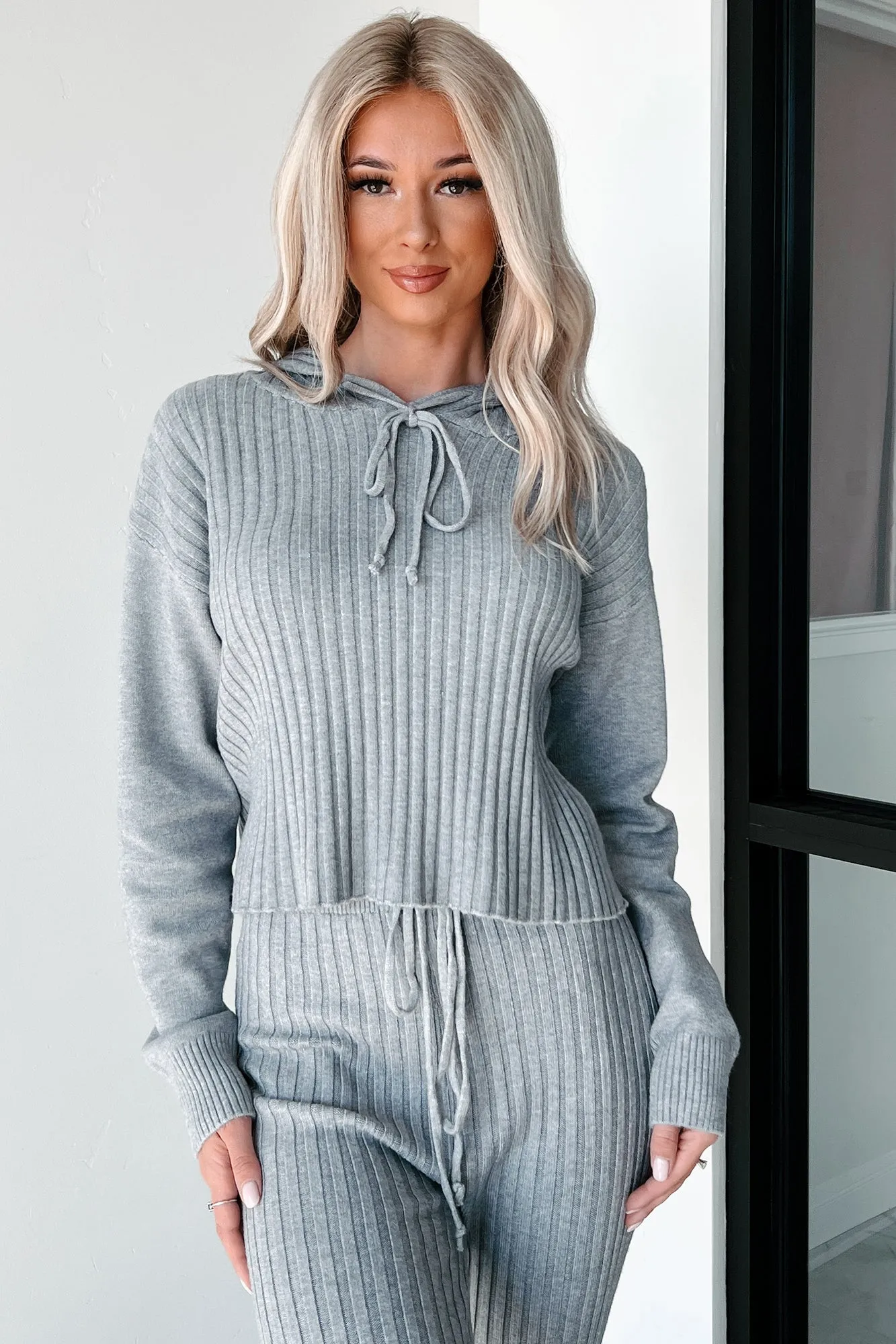 Schläfriges Lieblings-Strick-Sweater-Zweiteiler (Heather Grau)