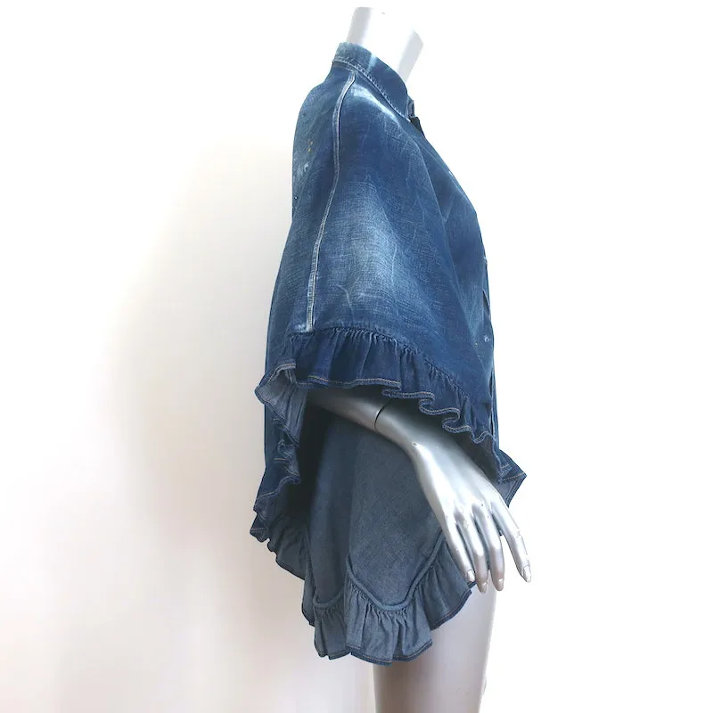 Dsquared2 Lilou Rüschenhemd mit Farbspritzern in Dunkelblau Größe 38