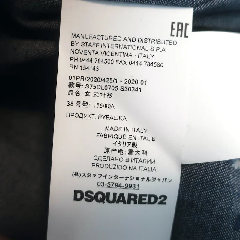 Dsquared2 Lilou Rüschenhemd mit Farbspritzern in Dunkelblau Größe 38