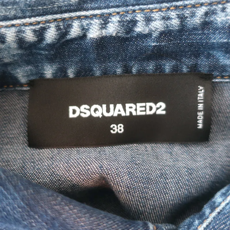 Dsquared2 Lilou Rüschenhemd mit Farbspritzern in Dunkelblau Größe 38