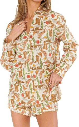 Frühaufsteher-Pyjama-Set im Rodeo-Escape-Design