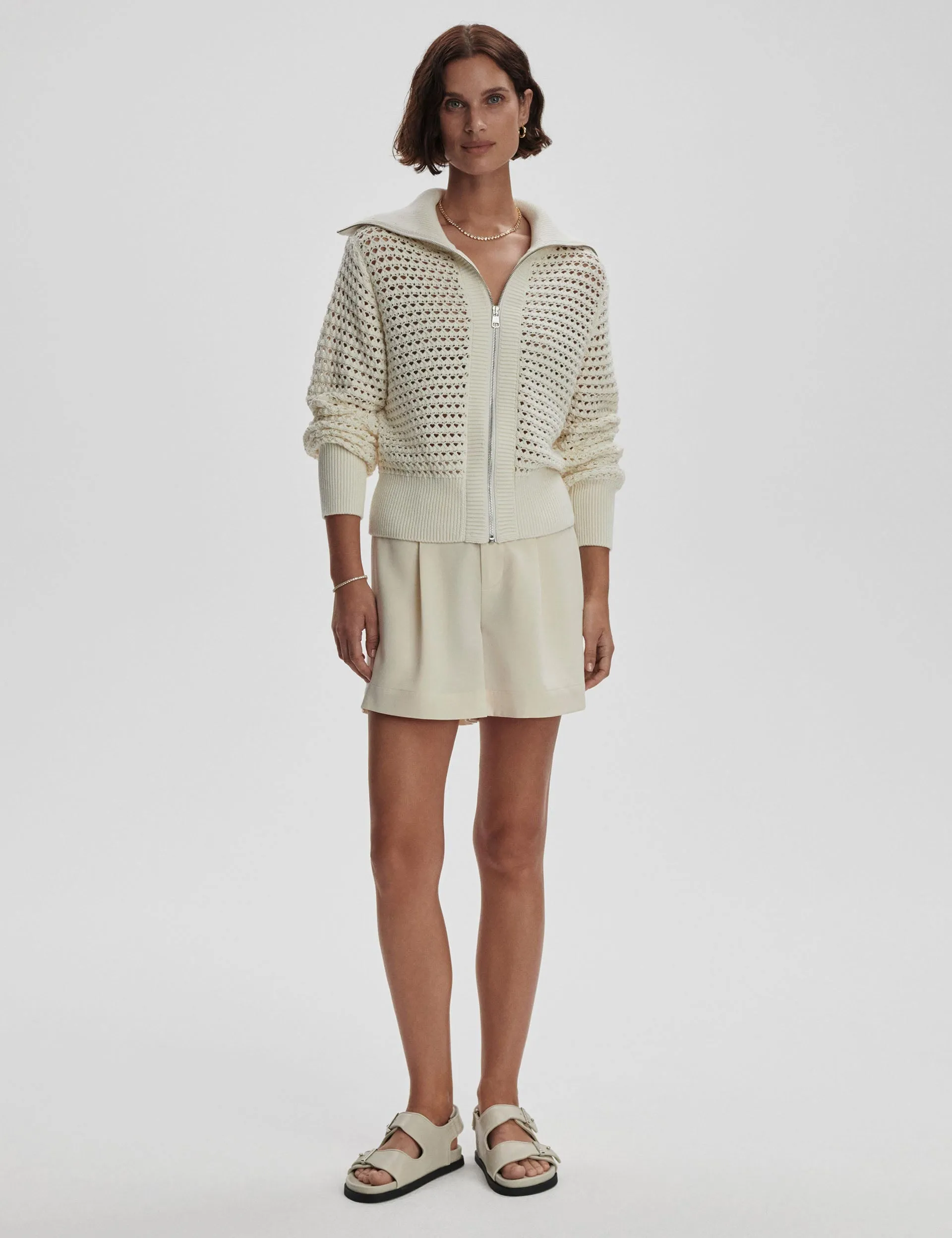 Eloise Zip-Through Strick - Silberreiher