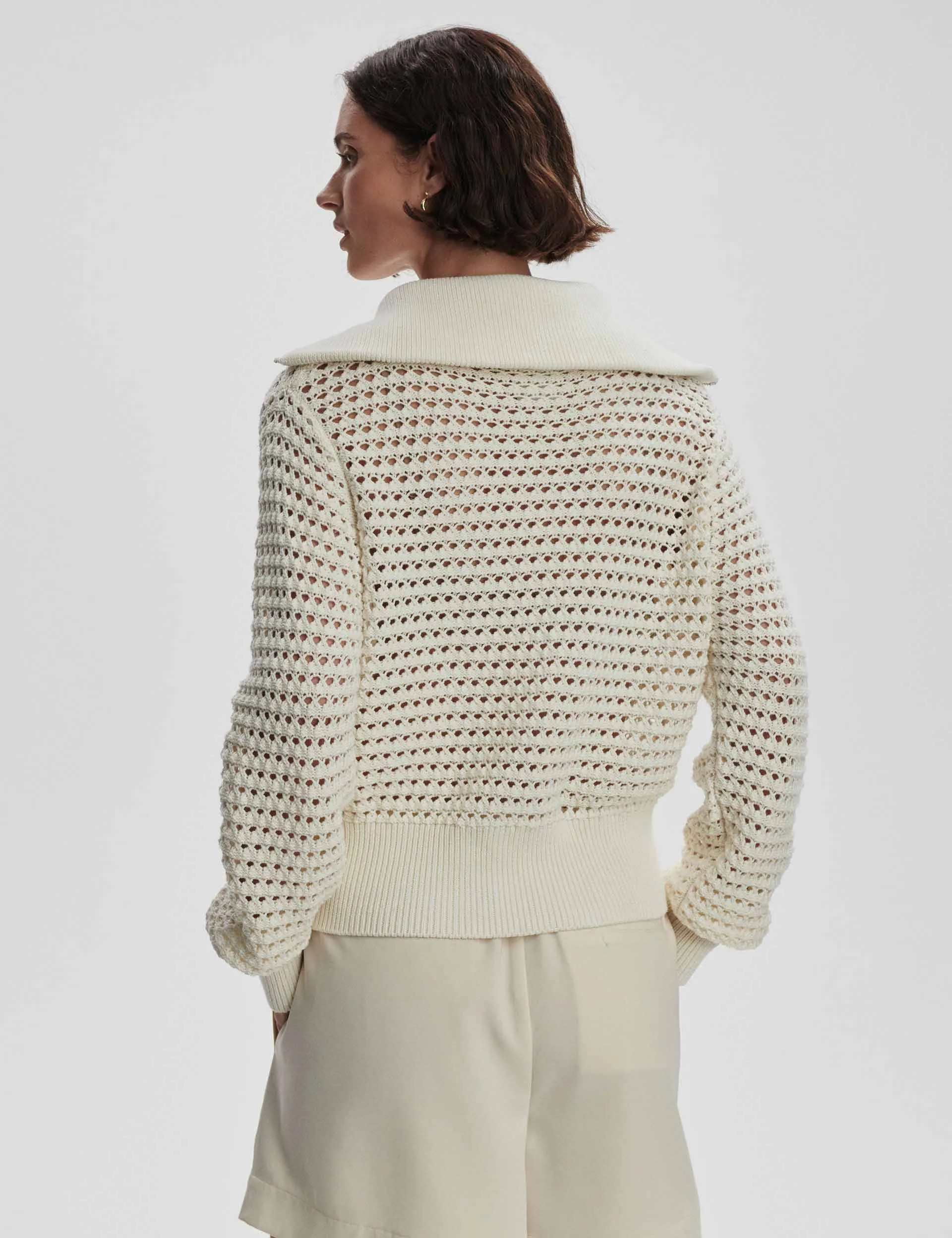 Eloise Zip-Through Strick - Silberreiher