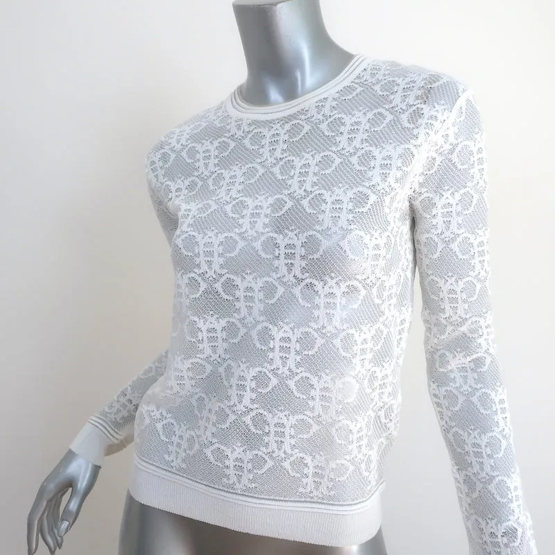 Emilio Pucci Bienen-Spitzen Top Weiß Größe Extra Small Langarm Pullover