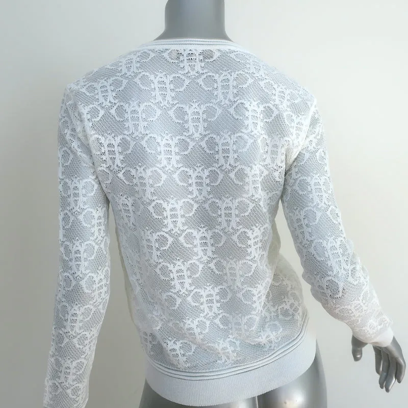 Emilio Pucci Bienen-Spitzen Top Weiß Größe Extra Small Langarm Pullover