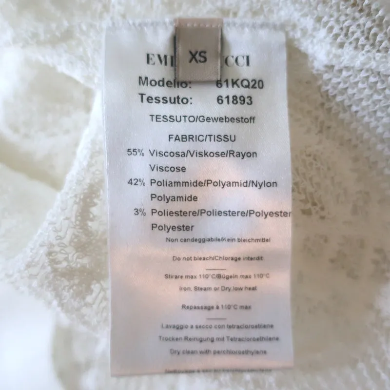 Emilio Pucci Bienen-Spitzen Top Weiß Größe Extra Small Langarm Pullover