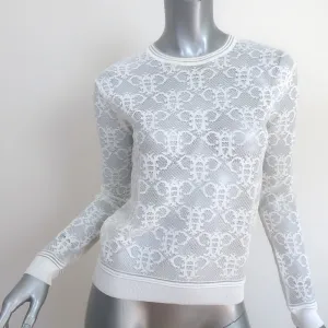 Emilio Pucci Bienen-Spitzen Top Weiß Größe Extra Small Langarm Pullover
