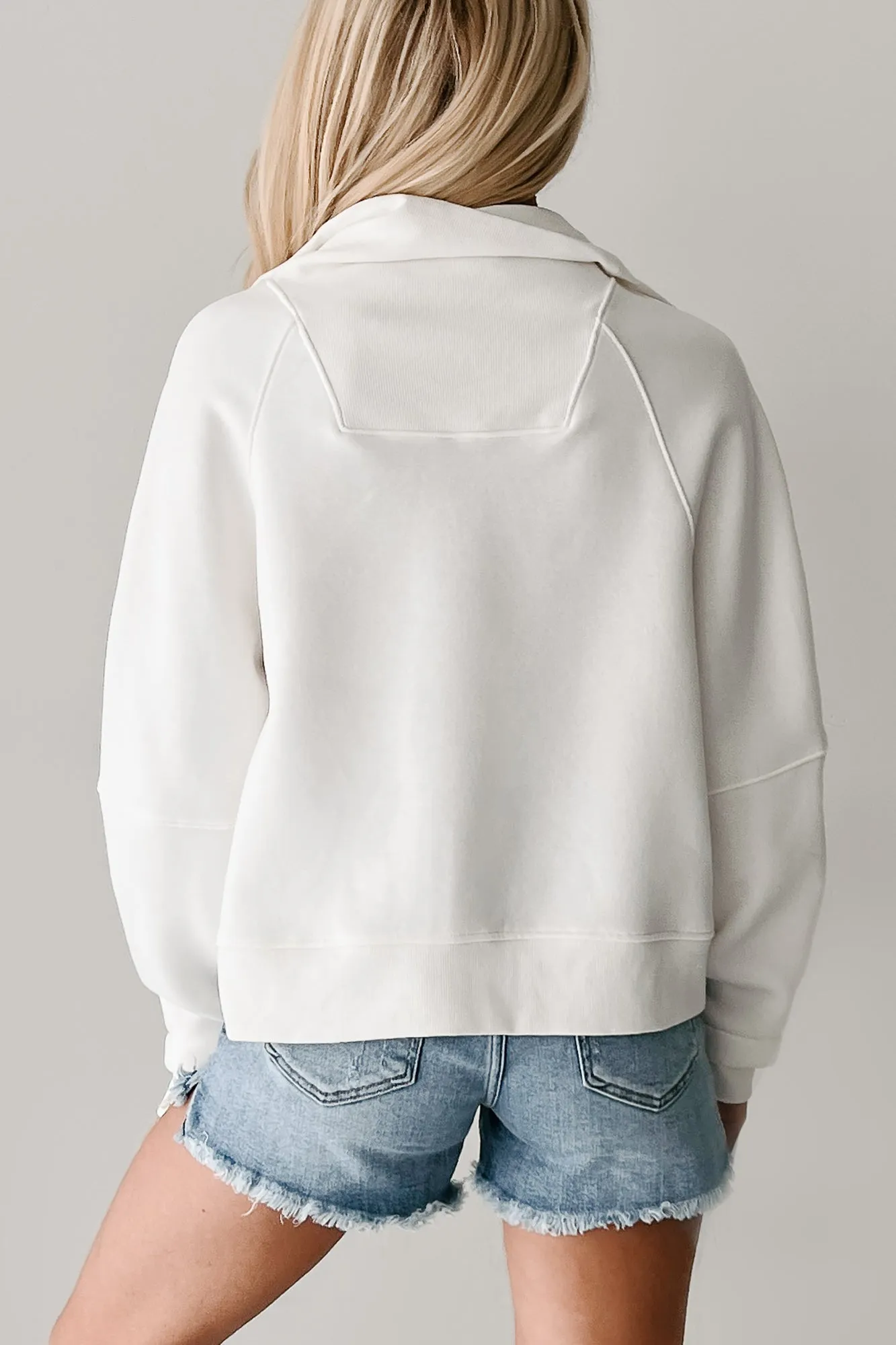 Endless Calm Sweatshirt mit halbem Reißverschluss (Off White)