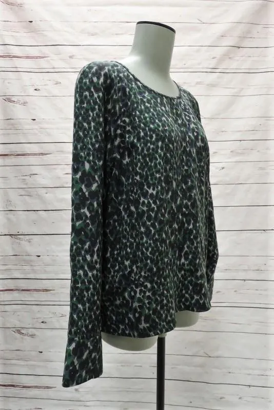 Equipment Bluse Abeline Leopardenprint Seide Größe Extra Small Glockenärmel Top
