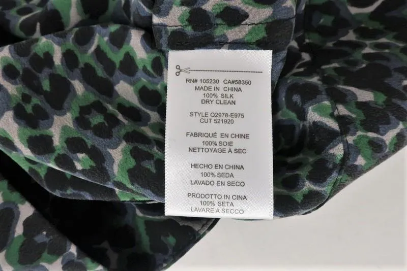 Equipment Bluse Abeline Leopardenprint Seide Größe Extra Small Glockenärmel Top