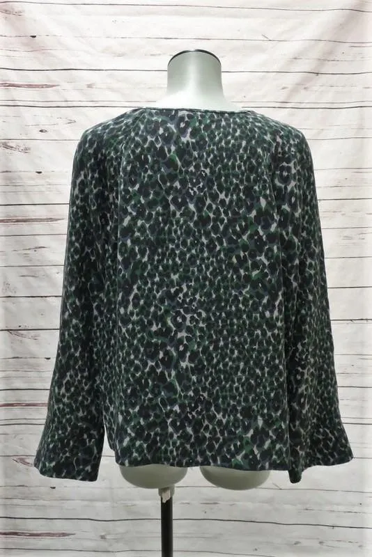 Equipment Bluse Abeline Leopardenprint Seide Größe Extra Small Glockenärmel Top