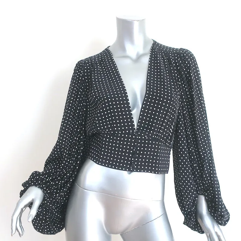 Equipment Sola Ballonärmel Bluse Schwarz-Weiß Punkte Seide Größe S