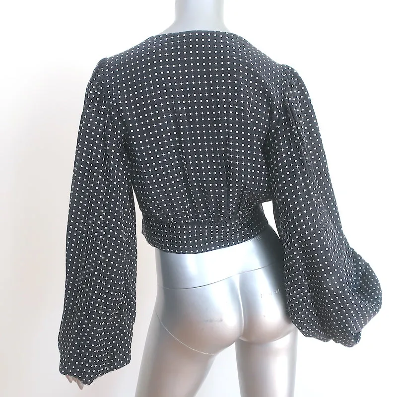 Equipment Sola Ballonärmel Bluse Schwarz-Weiß Punkte Seide Größe S