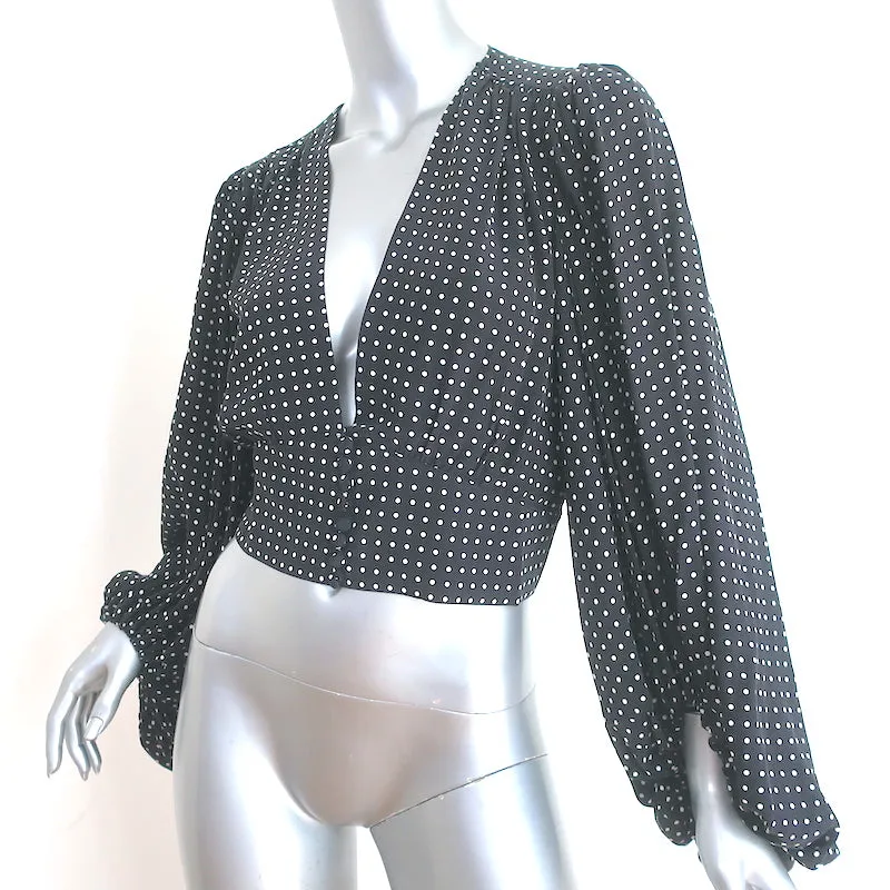 Equipment Sola Ballonärmel Bluse Schwarz-Weiß Punkte Seide Größe S