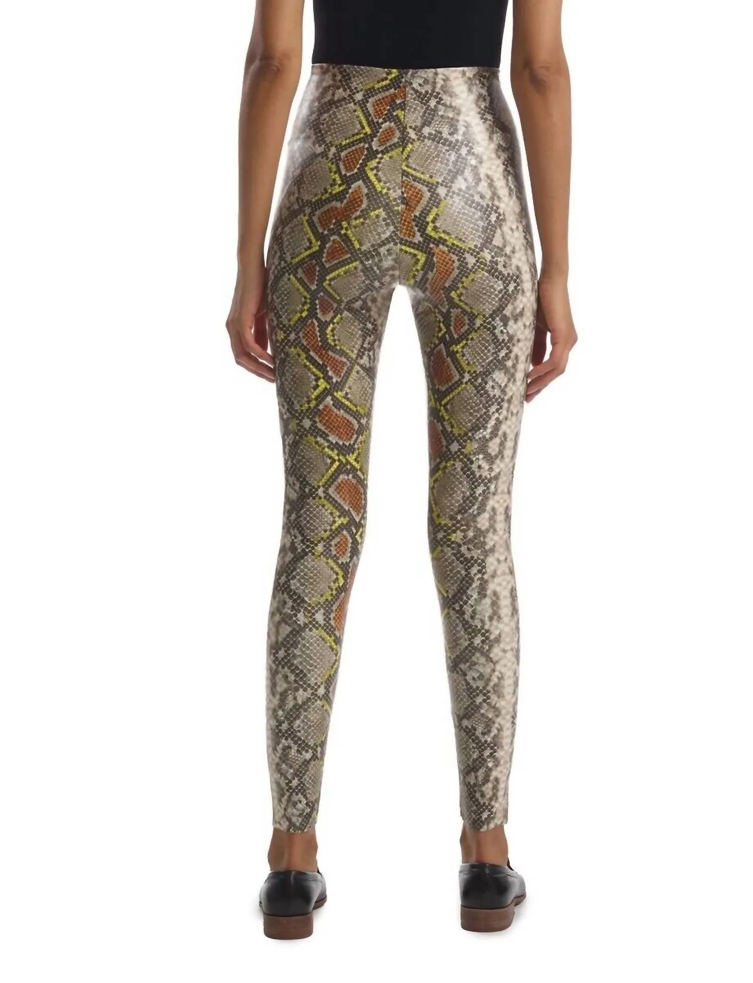 Kunstleder-Leggings mit Tierprint in Neon-Schlangenoptik