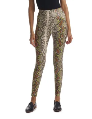 Kunstleder-Leggings mit Tierprint in Neon-Schlangenoptik