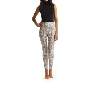 Kunstleder-Legging mit Tierprint in Weißer Schlange