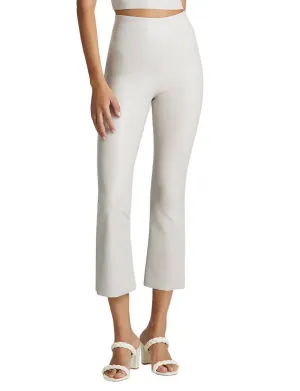 Kunstleder-Cropped-Flare-Leggings in Porzellan