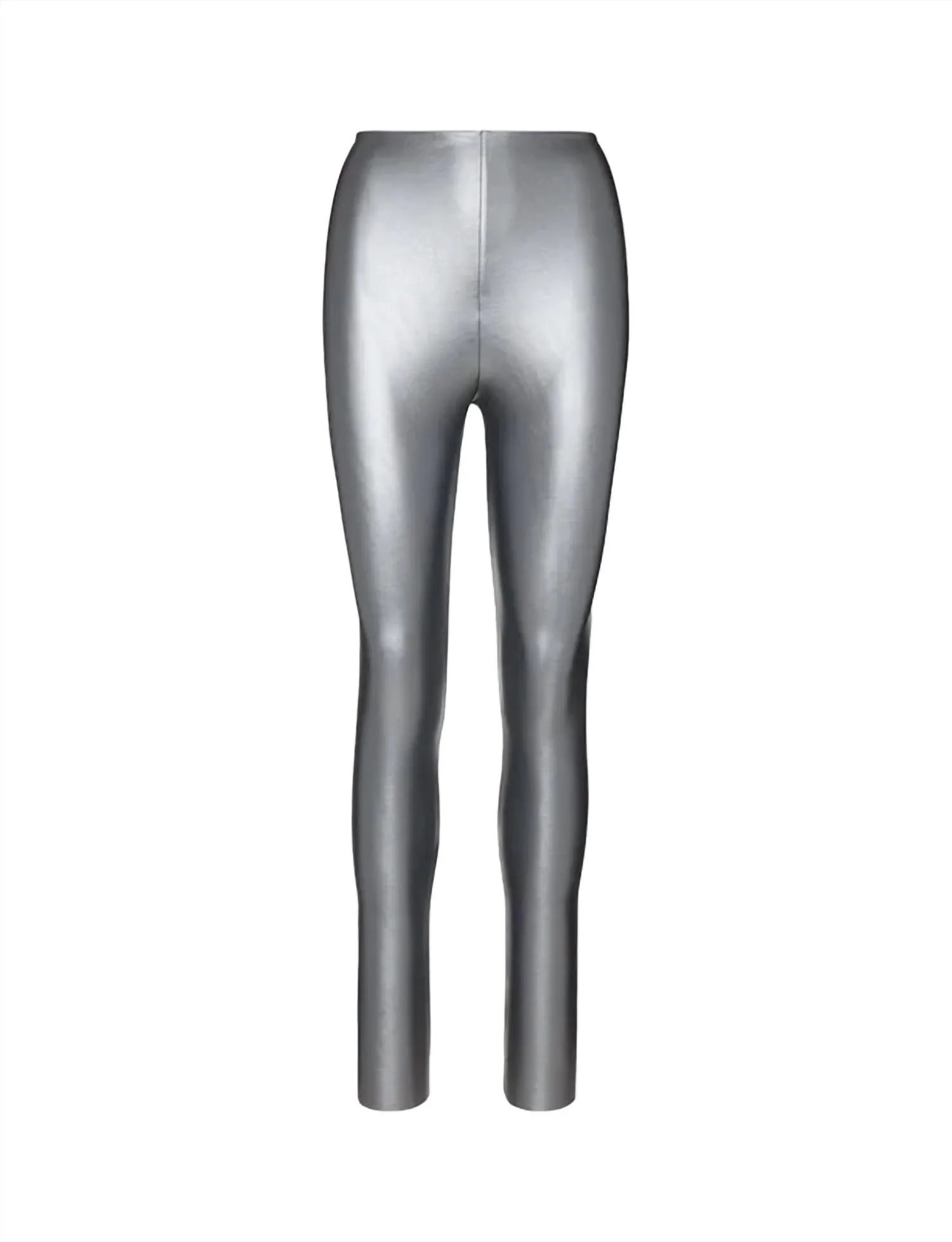 Platinfarbene Kunstleder-Leggings